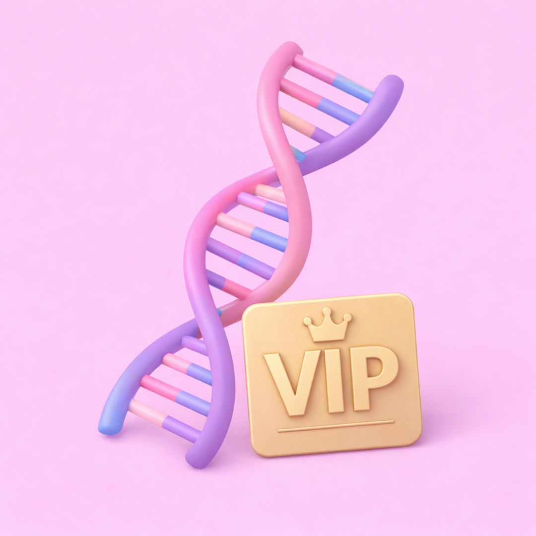 VIP-Pakete Logo - DNA-Icon mit VIP-Batch